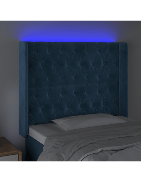 Testiera a LED Blu Scuro 93x16x118/128 cm in Velluto