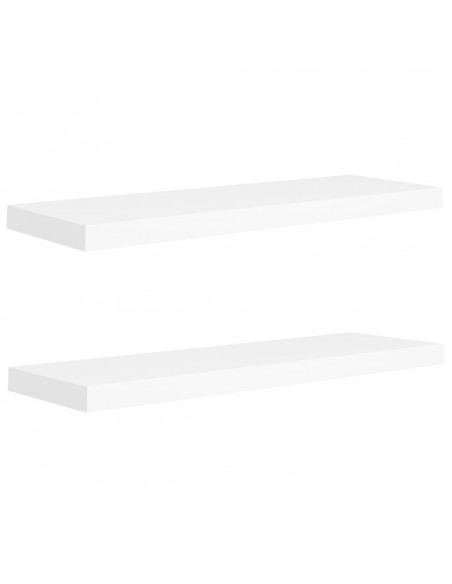Scaffali a Parete 2 pz Bianchi 80x23,5x3,8 cm in MDF