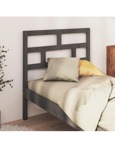 Testiera per Letto Grigia 81x4x100 cm in Legno Massello di Pino