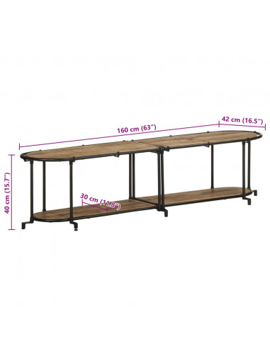 Mobile Porta TV 160x42x40 cm in Massello di Mango Grezzo