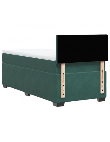 Giroletto a Molle con Materasso Verde Scuro 90x200 cm Velluto