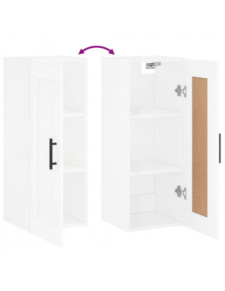 Mobile Parete Bianco Lucido 34,5x34x90 cm in Legno Multistrato