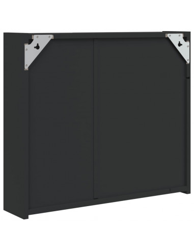 Armadietto Bagno con Specchio e LED Nero 60x13x52 cm