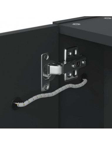 Armadietto Bagno con Specchio e LED Nero 60x13x52 cm