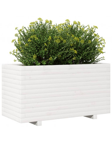Fioriera da Giardino Bianca 90x40x49,5cm Legno Massello di Pino