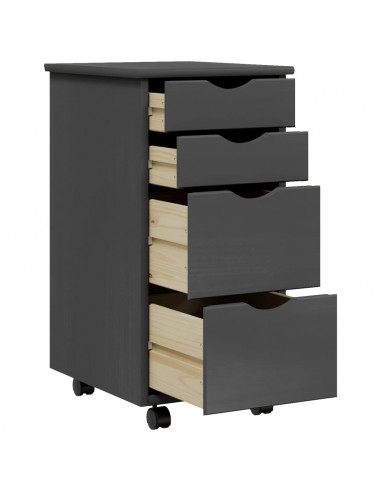 Armadietto Rotante con Cassetti MOSS Grigio Legno Massello Pino