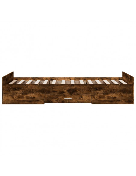 Giroletto con Cassetti Rovere Fumo 100x200 cm Legno Multistrato