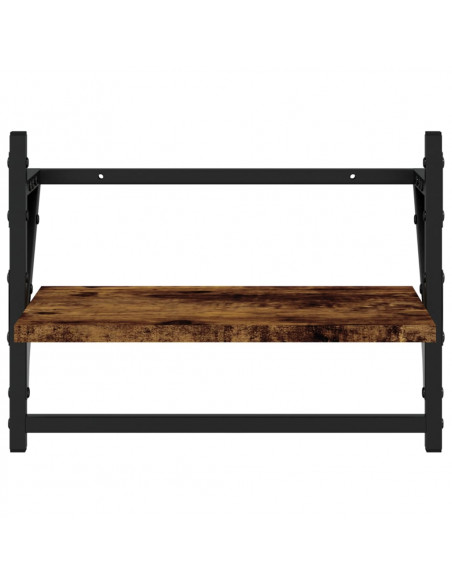 Mensole a Parete con Aste 2pz Rovere Fumo 40x25x30 cm