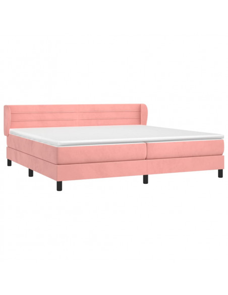 Giroletto a Molle con Materasso Rosa 200x200 cm in Velluto