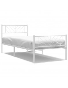 Giroletto con Testiera e Pediera Metallo Bianco 107x203 cm 2