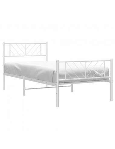 Giroletto con Testiera e Pediera Metallo Bianco 107x203 cm