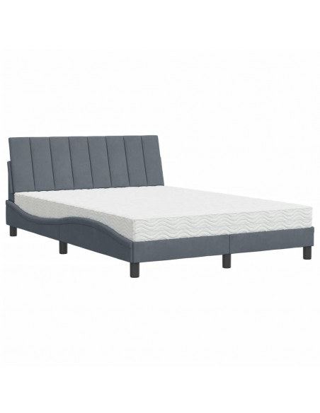Letto con Materasso Grigio Scuro 140x200 cm in Velluto