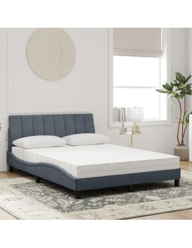 Letto con Materasso Grigio Scuro 140x200 cm in Velluto