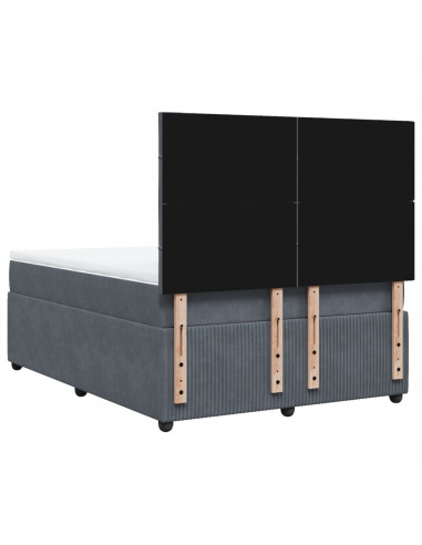 Giroletto a Molle con Materasso Grigio Scuro 160x200 cm Velluto