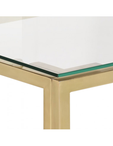 Tavolino Consolle Dorato Acciaio Inossidabile e Vetro Temperato