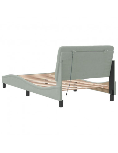 Giroletto con Luci LED Grigio Chiaro 100x200 cm in Velluto