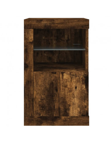 Armadietto con Luci LED Rovere Fumo in Legno Multistrato