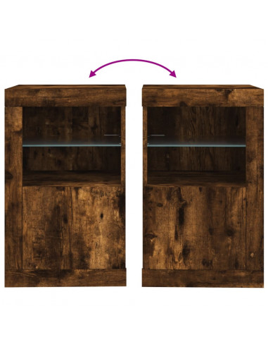 Armadietto con Luci LED Rovere Fumo in Legno Multistrato