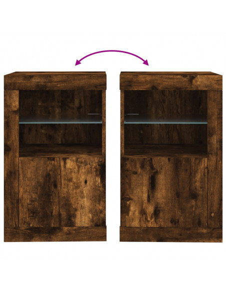 Armadietto con Luci LED Rovere Fumo in Legno Multistrato