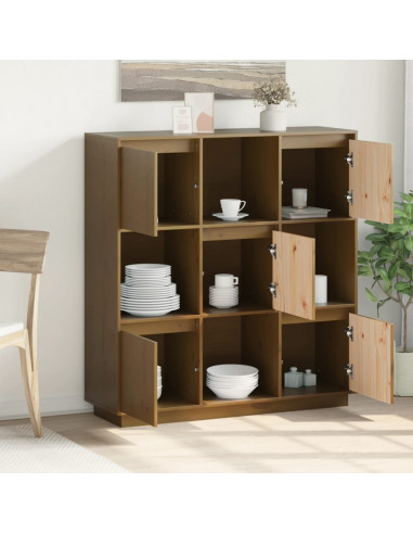 Credenza Miele 110,5x35x117 cm in Legno Massello di Pino