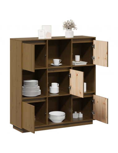 Credenza Miele 110,5x35x117 cm in Legno Massello di Pino