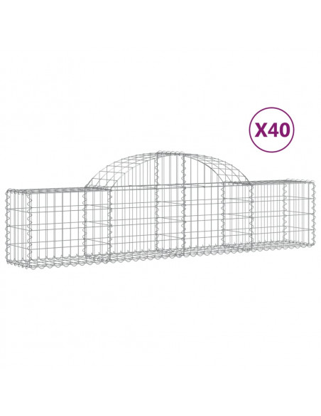Cesti Gabbioni ad Arco 40 pz 200x30x40/60 cm Ferro Zincato