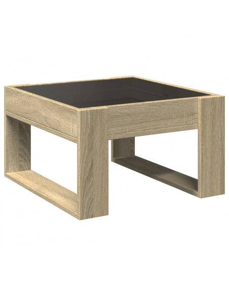 Tavolino da Salotto con LED Infinity Rovere Sonoma 50x53x30 cm