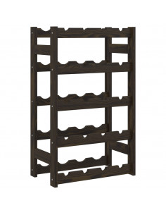 Portabottiglie per 20 Bottiglie Nero Legno Massello di Pino 2