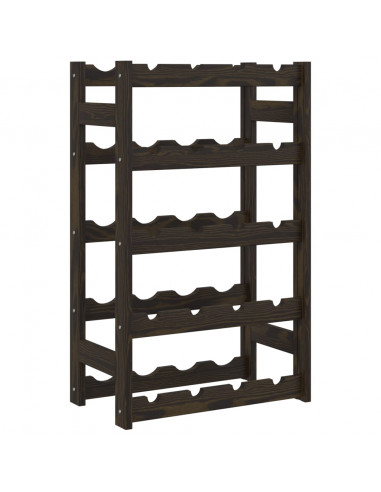 Portabottiglie per 20 Bottiglie Nero Legno Massello di Pino