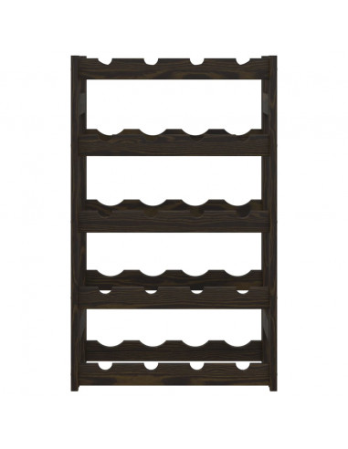 Portabottiglie per 20 Bottiglie Nero Legno Massello di Pino