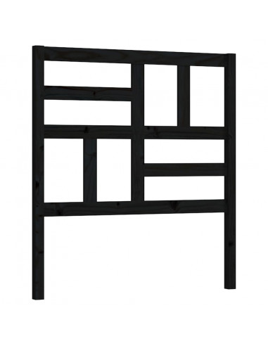 Testiera per Letto Nera 81x4x104 cm in Legno Massello di Pino