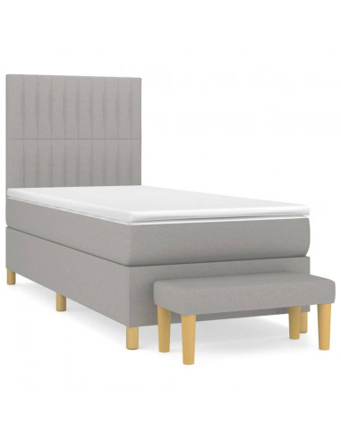 Giroletto a Molle con Materasso Grigio Chiaro 90x200 cm Tessuto