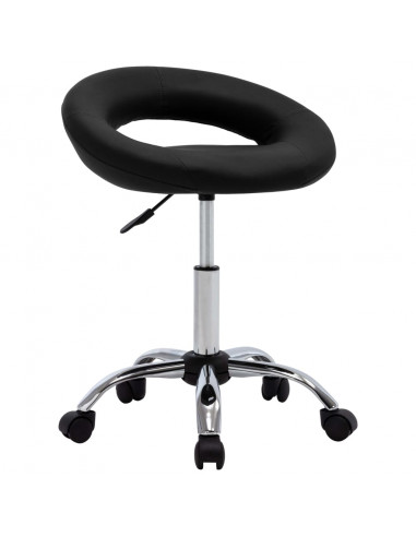 Sedia da Lavoro con Ruote Nera in Similpelle