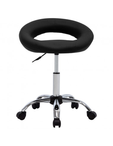 Sedia da Lavoro con Ruote Nera in Similpelle