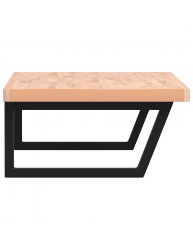 Ripiano a Parete per Lavabo in Acciaio e Massello di Faggio