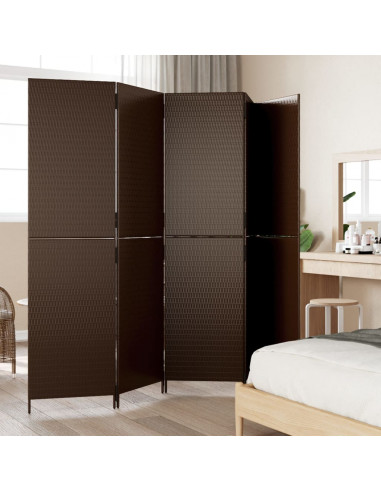 Divisorio per Ambienti a 5 Pannelli Marrone in Polyrattan