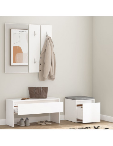 Set di Mobili da Corridoio Bianco in Legno Multistrato