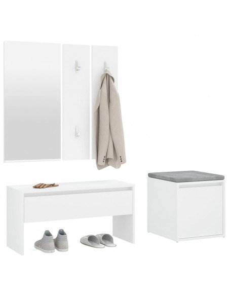 Set di Mobili da Corridoio Bianco in Legno Multistrato