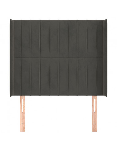 Testiera ad Orecchio Grigio Scuro 93x16x118/128 cm in Velluto