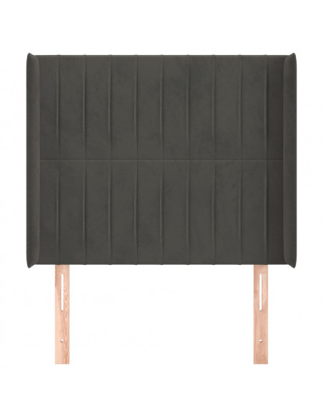 Testiera ad Orecchio Grigio Scuro 93x16x118/128 cm in Velluto