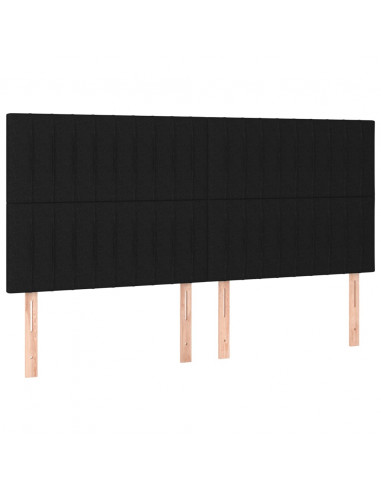 Testiera 4 pz Nera 90x5x78/88 cm in Tessuto