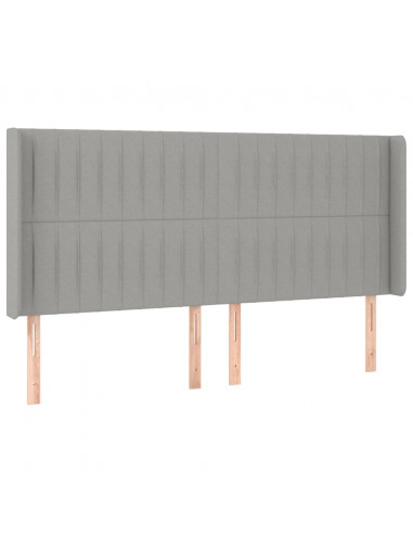 Testiera ad Orecchio Grigio Chiaro 183x16x118/128 cm in Tessuto