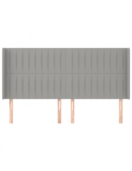 Testiera ad Orecchio Grigio Chiaro 183x16x118/128 cm in Tessuto