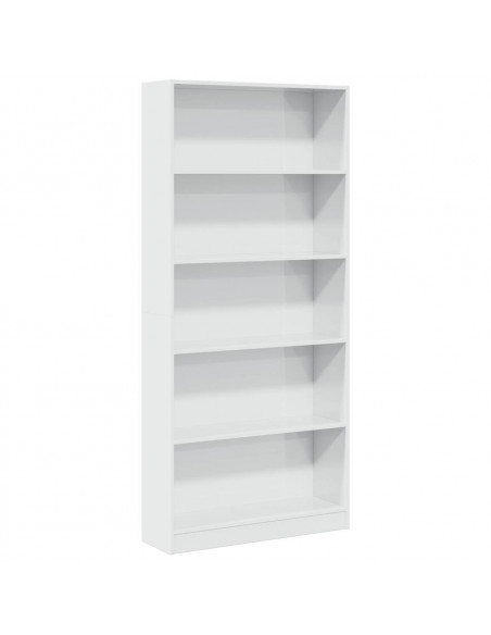 Libreria Bianco Lucido 80x24x176 cm in Legno Multistrato