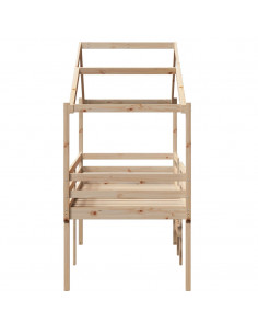 Letto a Soppalco con Tetto 75x190 cm in Legno Massello di Pino 2