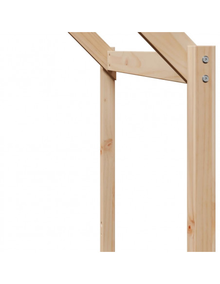 Letto a Soppalco con Tetto 75x190 cm in Legno Massello di Pino