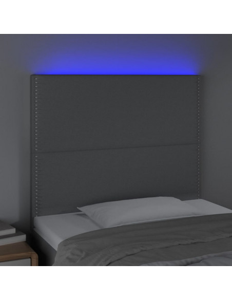 Testiera a LED Grigio Chiaro 80x5x118/128 cm in Tessuto
