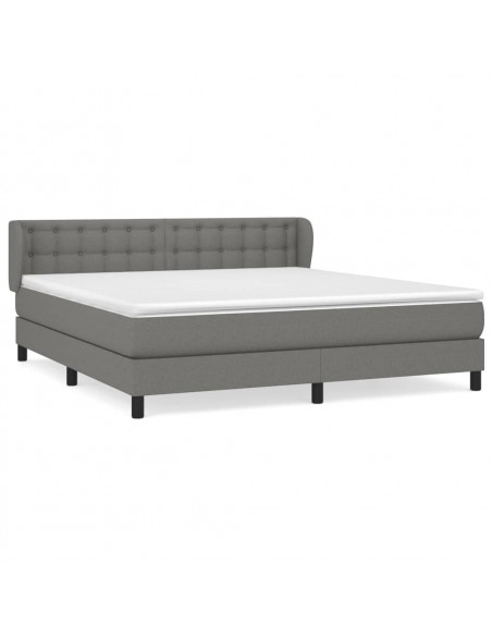 Giroletto a Molle con Materasso Grigio Scuro 180x200 cm Tessuto