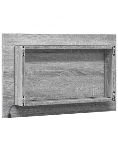 Specchio da Bagno con LED Grigio Sonoma 60x8,5x38 cm Truciolato