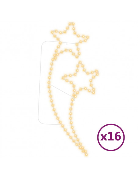 Stringhe Luci Forma di Stella 12pz Bianco Caldo 125,5x53x4,5cm